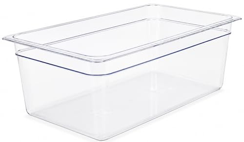 CateringBase Polycarbonate GN 1/1 Gastronorm Food Storage Pan, Clear, 25.6Ltr, 200mm, Heavy Duty