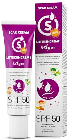 Staudt Kinder Narbensalbe SPF50 - Pädiatrisches Silicone Gel für empfindliche Haut - Hydratisierende Wund- und Heilsalbe mit Allantoin & Aloe Vera - UV-Schutz - 40ml