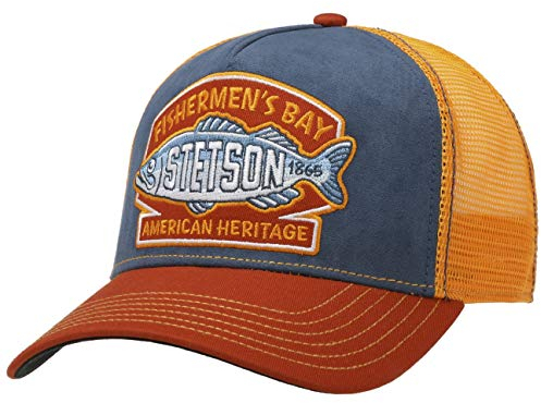 Stetson Fishermen´s Bay Trucker Cap Herren - Schirm, Front & Futter aus 100% Baumwolle - mit Mesh-Einsatz - One Size - größenverstellbar - Anglercap - Basecap Sommer/Winter orange One Size