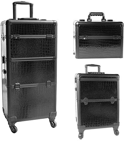 ANGNYA - Maletín de Maquillaje con Ruedas con 4 Ruedas, para Maquillaje y uñas, Color Negro cocodrilo, Negro, 1, Negro, 1