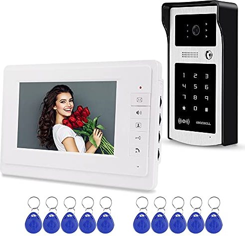 FTSTech 7 Couleur Filaire Vidéo Porte Téléphone RFID Caméra Vidéo Sonnette Système d'Interphone pour Les Appartements à Domicile Carte de Soutien Déverrouillage de Mot de Passe