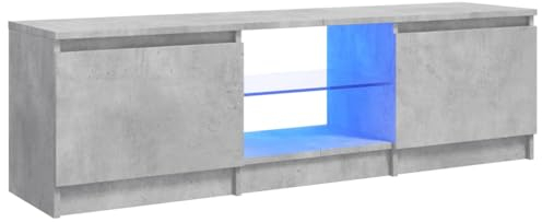vidaXL TV Schrank mit LED-Leuchten Lowboard Sideboard Fernsehschrank Fernsehtisch TV Möbel Tisch Board HiFi-Schrank Betongrau 120x30x36cm