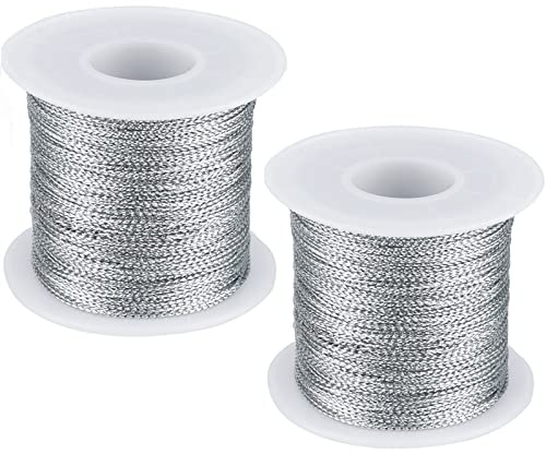 G2PLUS 200M Filo Argento Spago Argento 1MM Corda per Gioielli Filo di Spago Natalizio per la Creazione di Gioielli Regalo o Ornamenti per Alberi di Natale
