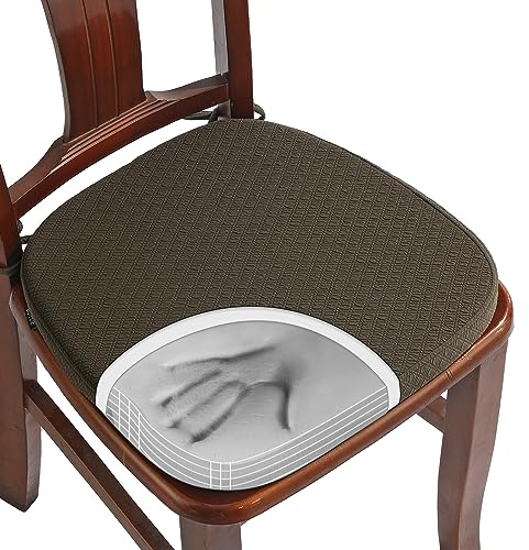 BUYUE 1 cuscino per sedia in memory foam di lusso jacquard 40 cm a forma di U, comodo cuscino per sedia da cucina rimovibile e antiscivolo, 1 pezzo, marrone