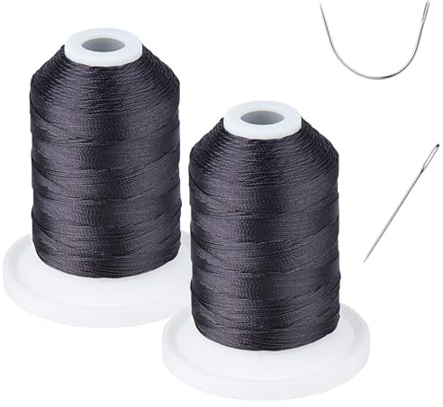 Simthread Lot de 2 bobines de fil à coudre très résistant pour extérieur ou à coudre à la main ou à la machine, 100% polyester, certifié Tex 69 (12 wt), 227 m x 2 bobines NP-noir