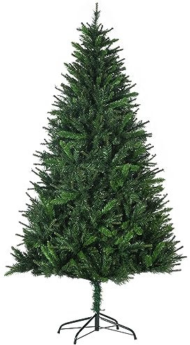 HOMCOM Albero di Natale Artificiale 180cm con 786 Rami Apertura Automatica, Albero di Natale Folto con Base in Metallo Facile da Montare, Verde