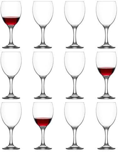 LAV 12x 340ml Empire Wine Glasses - Small Dishwasher Safe Glass Wedding Christmas Birthday Party Drinking Glassware Goblet Gift Set