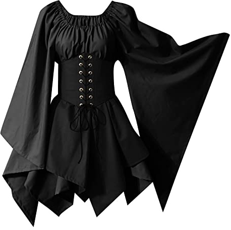 VDDTAGAM Robes médiévales pour Femme - Robe Irlandaise Traditionnelle Renaissance avec Oreilles d'elfe - Robe de Cosplay Victorienne d'halloween VDD6