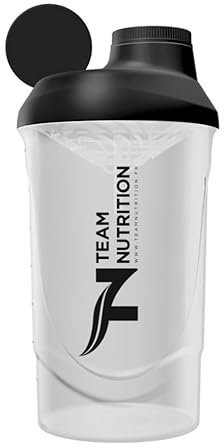 Team Nutrition Shaker Proteine 600 ml | Griglia anti-grumi | Senza BPA, resistente e anti-perdite, ideale per shakes, BCAA, bevande pre-allenamento, Shaker graduato e compatibile per lavastoviglie