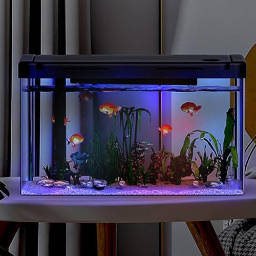 Crevyteg 25L Aquarium avec Filtre et Lumière, Alimentation en Oxygène Lumière LED, Mini Aquarium Décoration de Table pour la Maison, Le Bureau, Le Salon