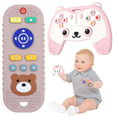 Baby Spielzeug, Bear Beißspielzeug für Jungen und Mädchen, Zahnungshilfe BPA-frei, Spielzeug ab 6 Monate geeignet als Geschenk (Rosa)