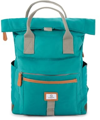 SEVENTEEN LONDON – Modern 100% Recycled Nylon Fold Roll Top Backpack in a Classic Slim Minimalist Design – Fits Laptops up to 15 - 'Holland Park' (Emerald Green)