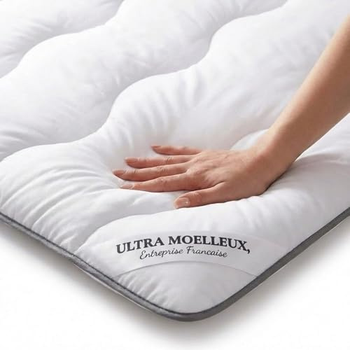 CASABEL Surmatelas Nuage en Microfibre, 2 Personnes, 160x200cm | Confort moelleux, Microfibre respirante, Hypoallergénique, Garnissage homogène, Maintien par élastiques, Lavable en machine