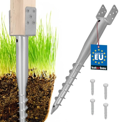 KOTARBAU® Soporte para postes en U para atornillar, 70 x 700 mm, acero galvanizado, manguito de impacto para suelo, base de poste, perno en U, anclaje de tierra, anclaje para postes de madera, vallas