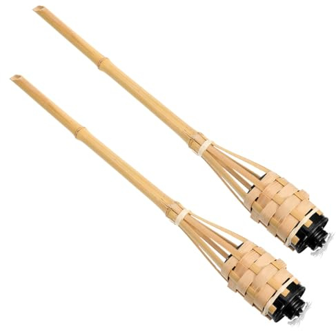 HOMSFOU 2pcs Bamboo Torch Light for Yard Parties Halloween Season Woven