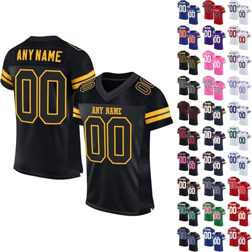 Custom American Football Jersey, Sports T Shirt Quick Dry Breathable Short Sleeve Tee Shirt, Personalised Name Number Logo Jerseys for Men Women Youth