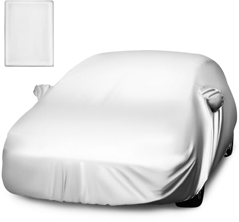 TOPBATHY Universal Car Cover Silver 170T Waterproof Uv Protection Outdoor Car Cover for Sedan 193In X 67In X 43In Easy to Install