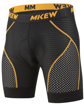MKEW Men's High Density Sponge Padded Cycling Underwear Bike Shorts Underwear MTB Liner Road Biking Bicycle Clothes (US, Alpha (Alpha), XXL, Regular, 1, Orange)