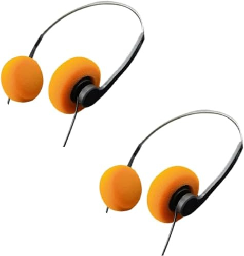 Wpppan 2 Pcs Retro Lightweight Earphones,Over-Ear Headphone,Vintage Feelings Underwire Headphones,Hi-Fi Stereo Earphone Headset,Headphone,for Most Mobile Phones Playback Pevices Headphones (Orange)