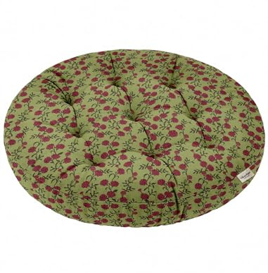 Vargottam Cuscino rotondo da meditazione da 56 cm, in cotone, trapuntato, con imbottitura in memory foam, per yoga, lettura, relax e sedute al chiuso