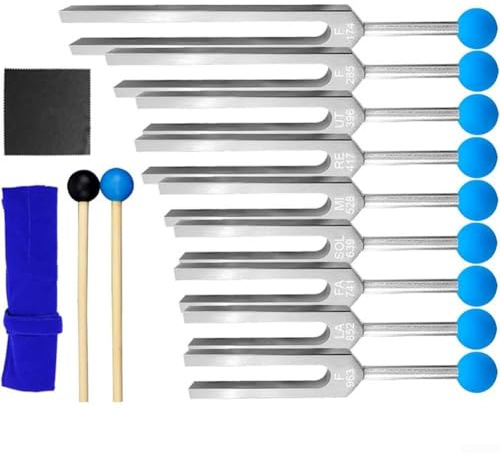 Kit d'outils de thérapie des chakras 9 diapasons pour guérir les fréquences et améliorer l'expérience de méditation