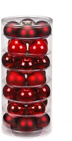 Inge-glas Weihnachtskugeln Ruby Red | Ø 6 cm | 20 Stück | Glas | Brillantes Rubinrot | Glänzend & matt | Hochwertige Christbaumkugeln für Weihnachten