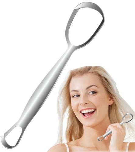 Gratte-Langue en Métal | Brosse Nettoyante pour Langue en Acier Inoxydable | Nettoyeur Éventail Fraîche Hygiène Buccodentaire Toute la Famille