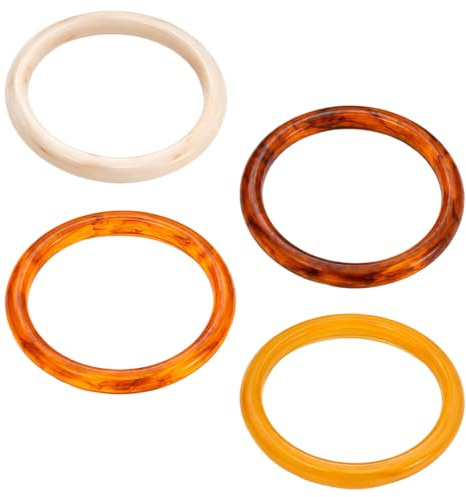 QhgPnt Resin Bangles Set, Chunky Bangles for Women, Brown Bangles Collection, Stackable Bracelets for Fashion Layering, Minimalist Style Accessories, Four Piece Wristwear Set