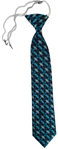 TigerTie Kinderkrawatte in türkisblau marine schwarz - Motiv Flechtmuster - Kindersicherheitskrawatte vorgebunden mit Gummizug