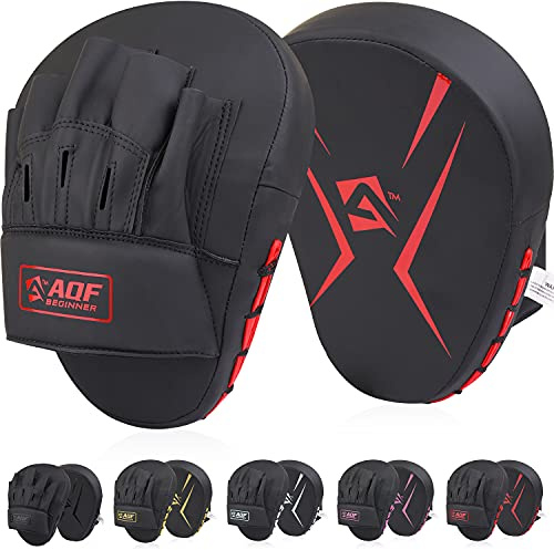 AQF Mitaine et Patte d'Ours Boxe, Pao Cible Rex en Cuir Incurvé pour Thai Frappe, Focus Gant pour MMA, Muay Thai, Kickboxing, Karaté et Arts Martiaux