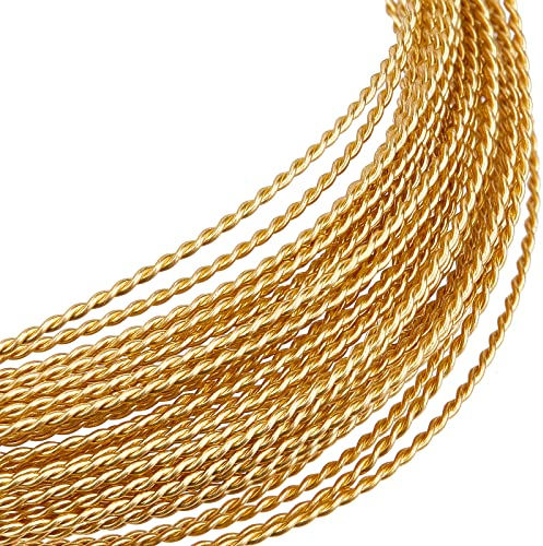 BENECREAT 20 Gauge/0.8 mm 7 m Anlaufbeständiger Basteldraht Aus Messing, Runder Twist-Goldschmuckdraht Für Die Herstellung von Halsketten, Armbändern Und Anderen Handgefertigten Projekten