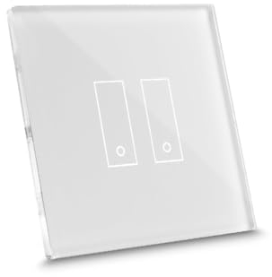 iotty E2 PLUS, Interrupteur connecté pour lumières et portails, compatible Google/Alexa/Siri/IFTTT, applis IOS/Android, plaque tactile, verre rétroéclairée, capteurs de température/luminosité, blanc