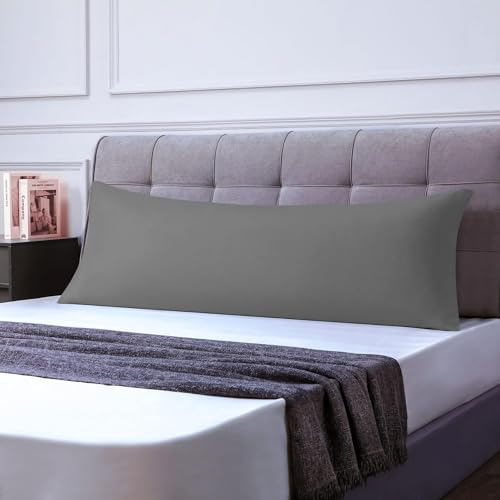 Seitenschläferkissen Bezug 50x135 (1er) - Kissenbezüge Mikrofaser - Kissenhülle Mit Reißverschluss - Kopfkissenbezug, Weich Atmungsaktiv - Dunkelgrau