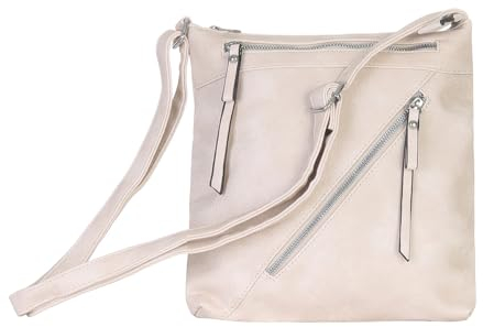 simaranda Handtasche Damen moderne Schultertasche Umhängetasche mit Reißverschluss Shopper Beutel mit verstellbaren Riemen 20205 (Beige)