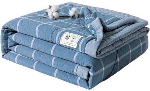 Surwin Colcha Bouti a Cuadros Moderno y Sencillo Colchas Acolchado para Cama Reversible Colcha para Primavera y Verano Edredón Respirable Suave Lavable Individual Matrimonio (Azules,200x230cm)