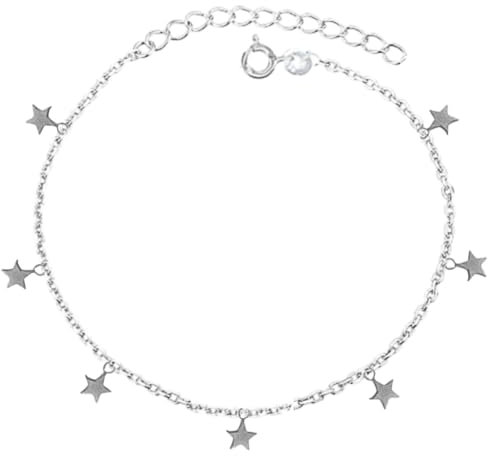 KGX STORES Sterling Silver 925 Anklet 22.5 +3cm Adjustable Extension Chain Hanging Star Charms Ladies Women Girls Ankle Bracelet with Stars (Star Anklet)