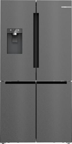 Bosch KFI96AXEA Serie 6, Smarter French Door Kühlschrank, 183 x 90,5 cm, 375 L Kühlen + 199 L Gefrieren, noFrost, Eis- und Wasserspender, VitaFresh XXL 0º, AntiFingerprint, Gebürsteter schwarzer Stahl