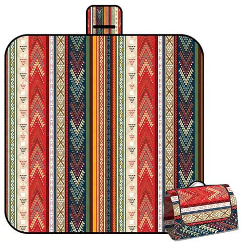 YQBFTC 200 x 200 cm Boho Picknickdecke Wasserdicht,Sandfeste Stranddecke XXL isoliert Leicht und Tragbar Campingdecke mit Tragegriff für Outdoor,Camping,Strand,Park,Picknick,Einfach faltbar & waschbar