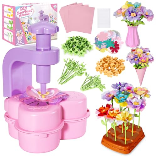 Crelloci Craft Kits for Kids – Butterfly DIY Flower Bouquet Set for Girls, Flower Press Craft Kit, Creative Arts and Crafts, STEM Toy, Birthday Gifts for 4-12 Year Old Girls, Mothers Day Gifts for Mum
