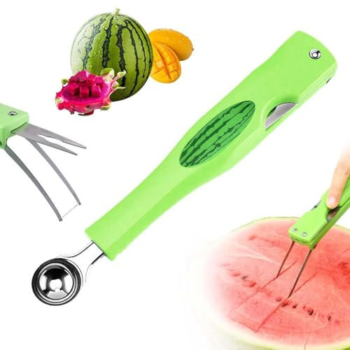Cuillère Pour Faire Des Billes, Cuillère Parisienne Multifonctionnelle 3 En 1, Découpeur Trancheur De Pastèque, Outil Portable Pour Cuisine Maison Crème Glacée Salade