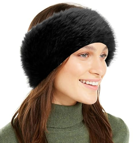 Faux Fur Headbands for Women Winter Fluffy Headband Faux Fur Hat Women Ladies Warm Cossack Style Russian Hat