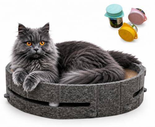 braconty Cama Rascador para Gatos, 44 x 34 x 10 cm. Base para Rascar en Cartón, Material Duradero, Resistente, Proporciona Comodidad y Diversión para tu Felino (Gris)