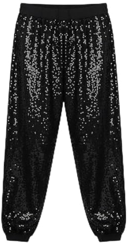 Pantalones de chándal de lentejuelas brillantes para niñas, con cintura elástica, adecuados para danza, skateboard, hip-hop, ropa casual y fiestas
