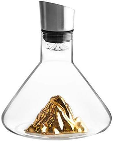 Karaff 1 500 ml, vinkaraff guldberg med luftare, blyfritt kristallglas, förbättrar och förbättrar smak och aromer