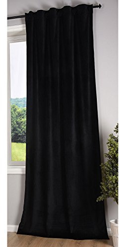 Gardinenbox Milano 20357 - Tenda oscurante in velluto con passanti, chiusura a cordoncino, accorciabile, colore nero, 1 pezzo, altezza x larghezza 280 x 135 cm, 20357