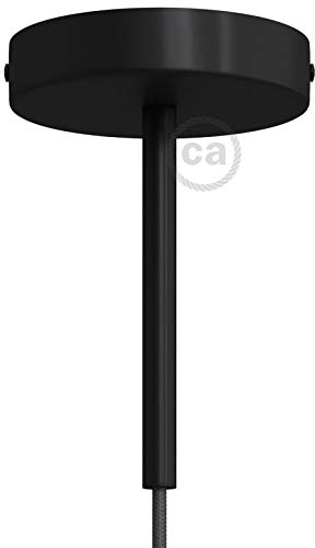 creative cables Kit rosone cilindrico in Metallo con serracavo da 15 cm - Nero