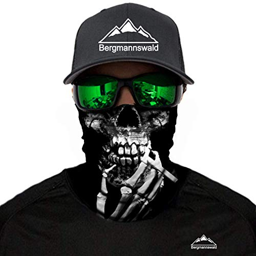 Bergmannswald® Multifunktionstuch nahtlos (1er Pack, Rauchender Totenkopf)