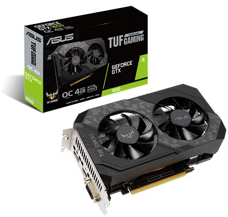 ASUS TUF Nvidia GeForce GTX 1650 4GB Power OC Edition Gaming Grafikkarte (GDDR6 Speicher, PCIe 3.0, 1x HDMI 2.0b, 1x DVI, 1x DisplayPort 1.4, TUF-GTX1650-O4GD6-P-GAMING)