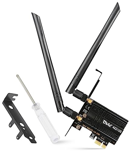 Ubit WLAN Karte, Intel Dreiband Bis zu 5400Mbit/s WLAN Karte mit Bluetooth 5.2 6GHz / 5GHz / 2.4GHz PCIe, MU-MIMO, OFDMA, Extrem Low Latency Unterstützung Win10 / 11