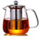 Théière en verre avec infuseur, théière 500 ml, compatible avec la cuisinière, avec infuseur en acier inoxydable résistant à la chaleur, ensemble de théière en vrac et en fleurs.